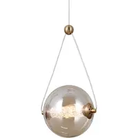 ITALUX Lampe suspendue moderne pour cuisine salon verre doré boule ambre couleur chaude LED 6W RASTIA