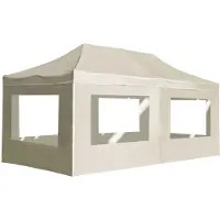 The Living Store Tente de réception professionnelle pliable avec parois en aluminium 6 × 3 m, couleur crème