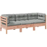 Syfax Salon de jardin 3 pcs et coussins bois massif sapin de douglas