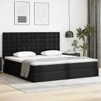 Prolenta Lit coffre exclusif, couleur noire, dimensions 200 x 200 cm, revêtement en similicuir
