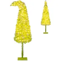 Costway Sapin de Noël artificiel 210cm avec neige, pointe flexible, LEDs blanc chaud & 8 modes, Sapin de Noël Artificiel Noël
