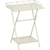 Mica Decorations Table de balcon Marseille – Étagère à plantes – 50 x 38 x 68 cm – Table d'appoint – Fer résistant aux intempéries – Mobilier de balcon – Blanc cassé