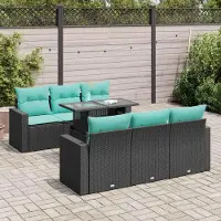Prolenta Maison Exclusive - Salon de jardin avec coussins 7 pcs noir résine tressée acacia
