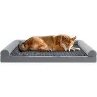 Costway XXL Lit orthopédique pour chien grand, Canapé pour chien avec coussin pour chien, Housse amovible et lavable, Bords surélevés, Canapé pour chien, Gris