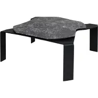 Casa Padrino Table basse de luxe noire / grise 75,5 x 78 x H. 32,5 cm - Table de salon design avec plateau en marbre
