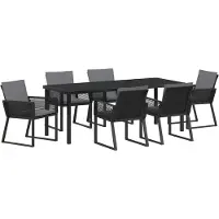 Syfax Ensemble de salle à manger pour jardin 7 pcs Noir