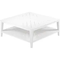 Casa Padrino Luxus Table basse blanche 100 x 100 x H. 42 cm - Table de salon carrée en aluminium résistant de haute qualité - Table de jardin