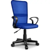 Tresko chaise de bureau bleue chaise de bureau chaise pivotante, avec accoudoirs & roulettes en plastique léger, hauteur réglable en continu, assise rembourrée, forme ergonomique