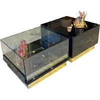 Casa Padrino Luxe Table basse Art Déco Marron foncé / Noir / Or 135 x 80 x H. 40 cm - Table de salon noble - Meubles Art Déco
