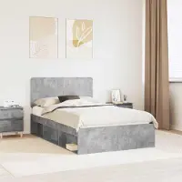 Prolenta Lit exclusif - Structure de lit en béton gris, dimensions 120 x 190 cm, en bois de pin massif