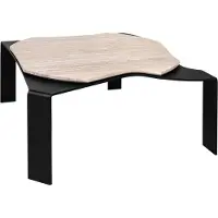 Casa Padrino Table basse de luxe Noir / Beige 75,5 x 78 x H. 32,5 cm - Table de salon design avec plateau en marbre