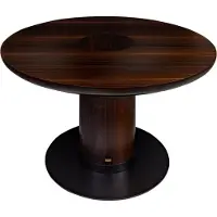 Casa Padrino Luxe Table de salle à manger en placage d'eucalyptus brun foncé Ø 120 x H. 76 cm - Table de cuisine ronde - Table de salle à manger en bois massif - Meubles de salle à manger de luxe
