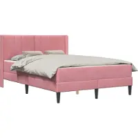 Syfax Cadre de lit avec matelas Rose 160 x 200 cm Velours