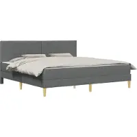 Syfax Cadre de lit avec matelas Gris foncé 180 x 200 cm tissu