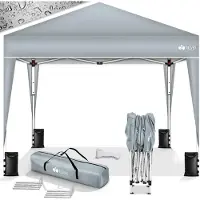 Tillvex Pavillon 3x3m étanche gris + 4 sacs de sable | Pop-Up Pavillon pliable stable & réglable en hauteur | Tente de jardin protection UV 50+ | Tente de réception avec sac pour le jardin