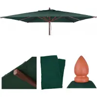 Mendler Housse de remplacement pour parasol en bois pour restaurant, modèle HWC-C57b, housse de parasol carrée, 3x3 mètres, polyester, couleur vert foncé