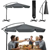 Plonos Parasol de jardin pliable 6 sections 350 cm avec housse PL-880