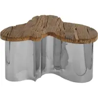 Casa Padrino Table basse design naturel / argent 90 x 88 x H. 47 cm - Meubles de salon de luxe