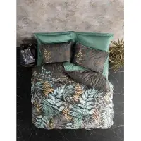 Bigbuy Parure De Lit - 1 Housse De Couette 220 X 240 Cm + 2 Taies D'oreiller 60 X 60 Cm - Satiné 100% Coton - Menthe