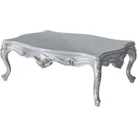 Casa Padrino Luxe Table basse baroque argentée 130 x 85 x H. 47 cm - Table de salon rectangulaire en bois massif - Meubles baroques - Nobles et somptueux