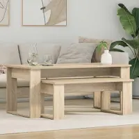 Prolenta Maison Exclusive - Ensemble de deux tables basses en chêne Sonoma, dimensions : 100 x 50 x 42 cm