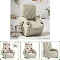 The Living Store Fauteuil de massage avec releveur électrique Crème Similicuir