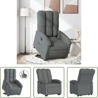 The Living Store Fauteuil relax avec releveur Gris foncé Tissu