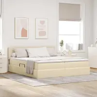 Prolenta Maison Exclusive - Lit coffre avec matelas, couleur crème, 180 x 200 cm, simili cuir