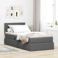 Prolenta Maison Exclusive - Lit coffre à LED avec matelas, gris foncé, 100 x 200 cm, tissu