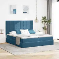 Prolenta Maison Exclusive - Lit coffre à LED avec matelas bleu foncé 200 x 200 cm, velours