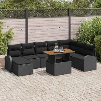 Prolenta Maison Exclusive - Ensemble de salon de jardin, 9 pièces, couleur noire