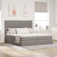 Prolenta Maison Exclusive - Lit coffre à LED avec matelas taupe 180 x 200 cm en tissu
