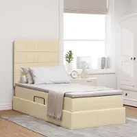 Prolenta Maison Exclusive - Lit à sommier LED avec matelas Crème 90 x 200 cm en tissu