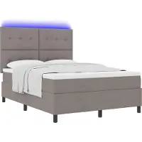 Syfax Lit à ressorts avec bandes LED Taupe 140 x 200 cm tissu