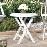Prolenta Maison Exclusive - Table de jardin pliante blanche, Ø 46 cm, en bois massif d'acacia