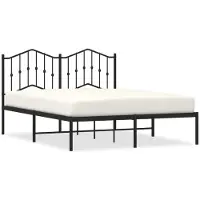 Syfax Cadre de lit métal sans matelas avec tête de lit noir 140x190cm