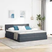 Prolenta Maison Exclusive - Lit de rangement avec tête de lit, 2 pièces, gris foncé