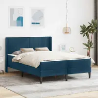 Prolenta Lit exclusif avec sommier et matelas, couleur bleu, en velours, dimensions 140 x 200 cm