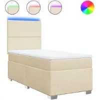 Syfax Sommier à lattes de lit avec matelas Crème 100x200 cm Tissu