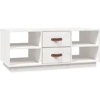 Syfax Table basse Blanc 100x50x41 cm Bois massif de pin