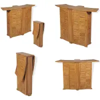 vidaXL Table de bar pliante 155x53x105 cm Teck Massif - Table haute - Tables hautes - Table de jardin