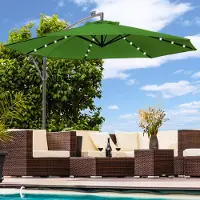 Swing&Harmonie Parasol de luxe avec éclairage LED Parapluie 300 cm Parapluie de jardin Pavillon - vert