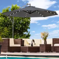 Swing&Harmonie Parasol de luxe avec éclairage LED Parapluie 300 cm Parapluie de jardin Pavillon - anthracite
