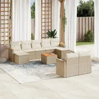 Prolenta Maison Exclusive - Ensemble canapé de jardin 10 pièces avec coussins beige polyrotin