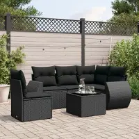 Prolenta Maison Exclusive - Salon de jardin 6 pcs avec coussins noir résine tressée