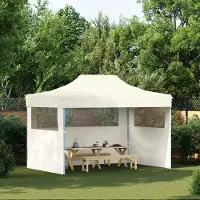 Prolenta Maison Exclusive - Tente de réception professionnelle pliable avec 3 parois latérales, 3 × 4 m, acier, couleur crème