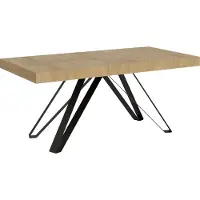 Ityhome - Table extensible 200/460x90 cm Terium effet bois, chêne nature pieds anthracite