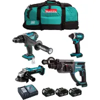 Makita Pack 4 outils DLX4054MX1 (DF458+GA452+HR202+TD152+3xBL1840B+DC18RC+SAC OUTIL)