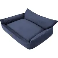 TexCorp Lit orthopédique pour chien JOKER lit chien canapé couchage corbeille matelas lit animal XXXL 132x106 cm bleu foncé velours