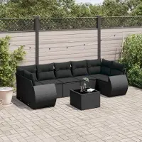 Prolenta Maison Exclusive - Salon de jardin 8 pcs avec coussins noir résine tressée